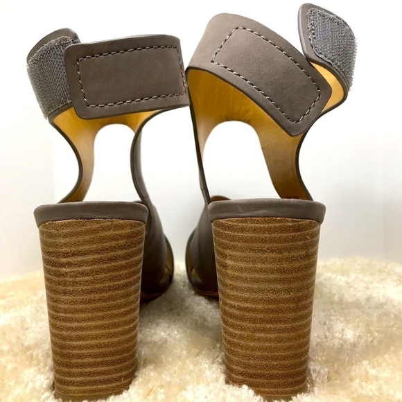Splendid Jerry Gray Leather Strappy Stacked Block Heel Dress Sandals Size 8.5 - Picture 4 of 9